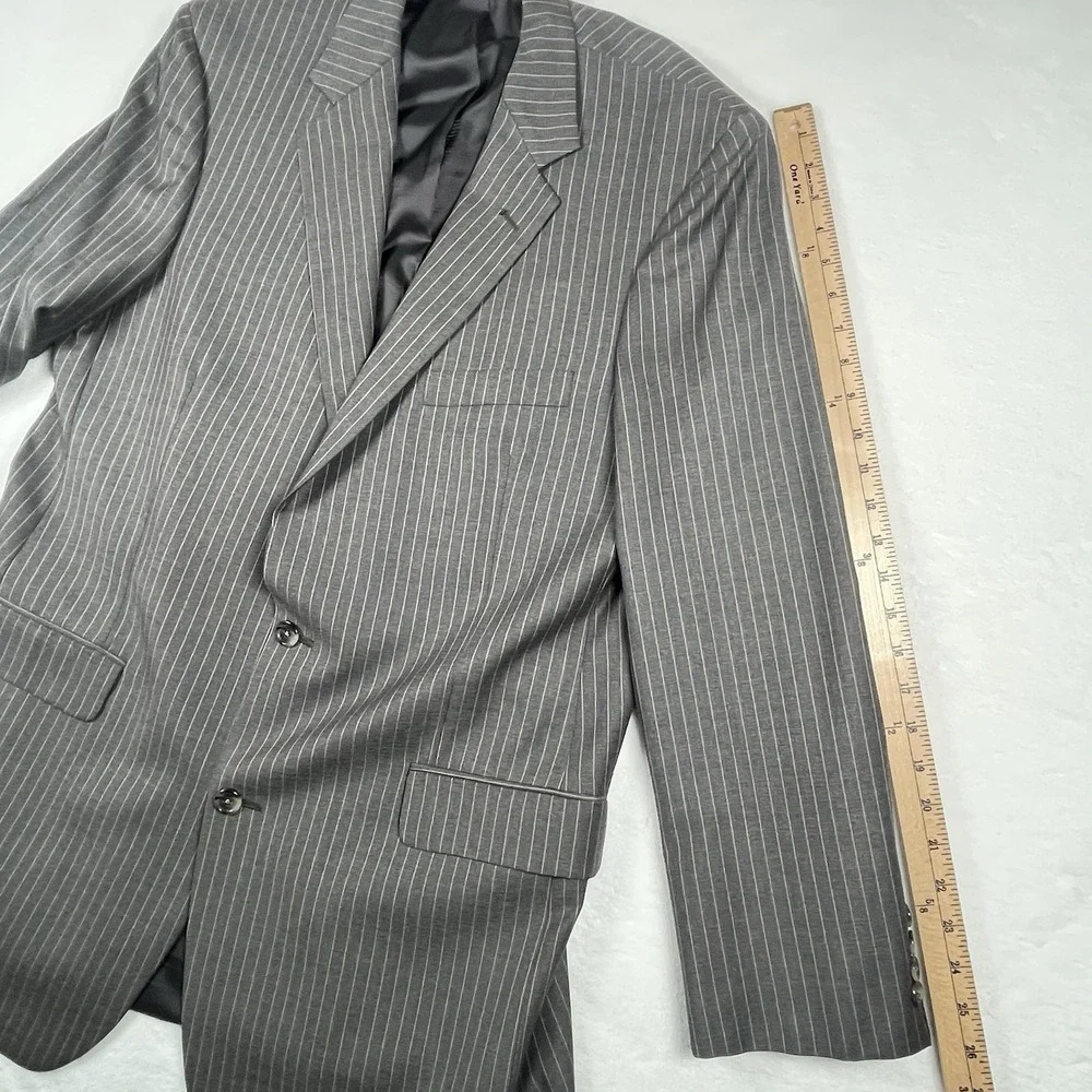 Brooks Brothers Blazer Mens 42L Gray Pinstripes 100% Wool Two Button USA Union